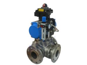 Sanitary pneumatic tee ball valve